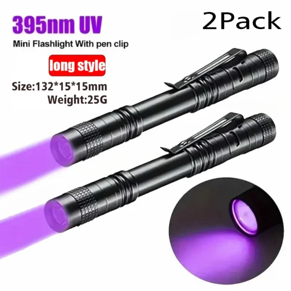 UV Flashlight 395nm Ultraviolet Torch With Pen Clip Portable AAA Batteries Used Violet Light Pet Urine Scorpion Detector UV Lamp - Image 10