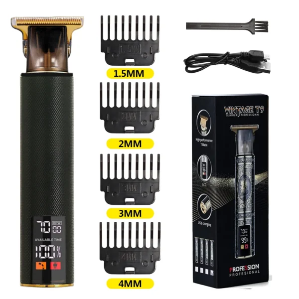 T9 LCD Electric Hairdresser Oil Shaving Head Electric Pusher Carving Electric Pusher Clipper Hair Precision Trimmer for Men Care - Image 19