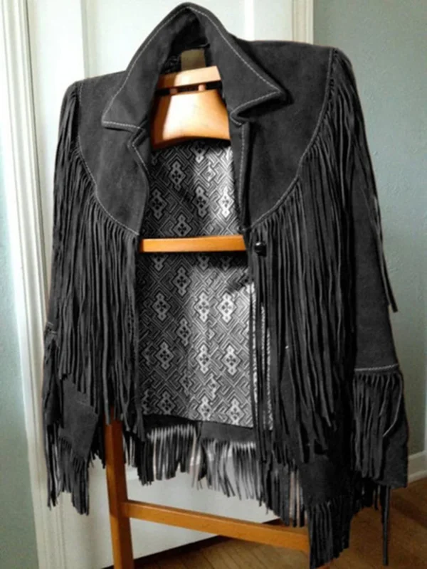 Classic Retro Women's Jacket Suede Tassel Long Sleeve Bohemian Ethnic Style 2024 Autumn And Winter New Jacket - Image 6