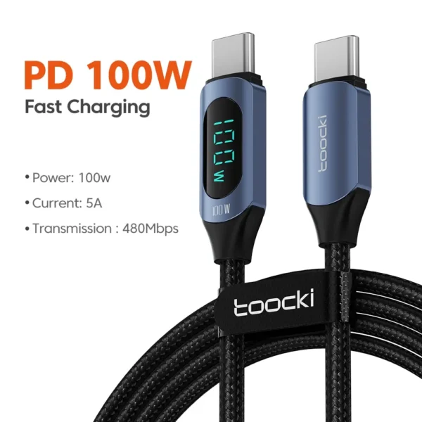 Toocki Type C to Type C Cable 100W PD Fast Charging Charger USB C to USB C Display Cable For Xiaomi POCO F3 Realme Macbook iPad - Image 12