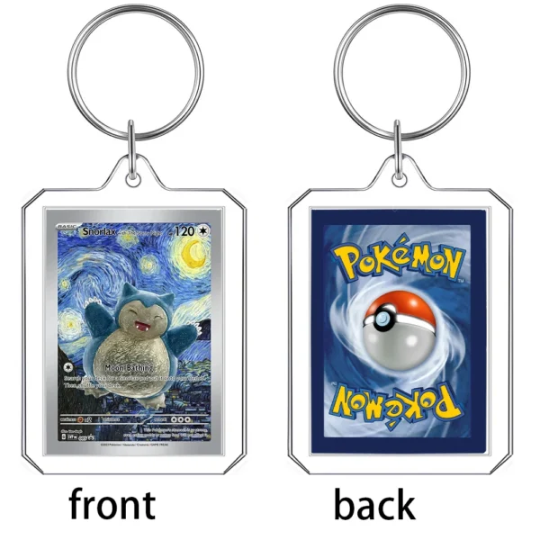Anime Cartoon Card Acrylic Keychain Van Gogh Museum Pikachu Charizard Squirtle Collection Creative Pendant Charm Accessories Toy - Image 3