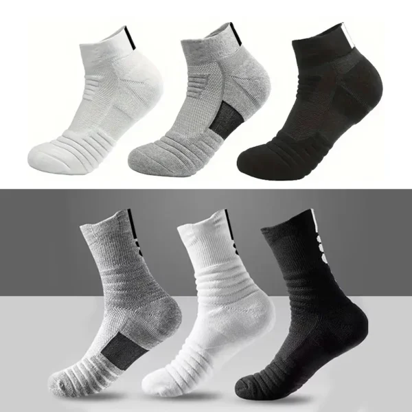 1/3 Pairs Anti-slip Football Socks Men Cotton Sock Short Long Tube Soccer Basketball Sport Socks Breathable Deodorous Sock 39-45 - Image 2