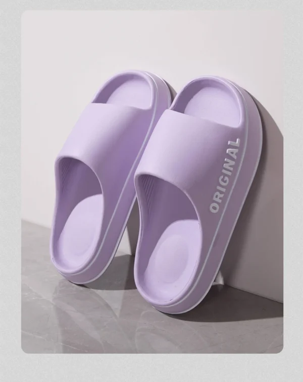 Feslishoet Women Letter Slippers Beach Slides Solid Color Mens Thick Sole Indoor Bathroom Anti Slip Shoes Summer Couple Sandals - Image 22