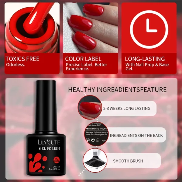 LILYCUTE 129 Colors 7ML Nail Gel Polish Nail Supplies Vernis Semi Permanent Nail Art Manicure Soak Off LED UV Gel Nail Varnishes - Image 163