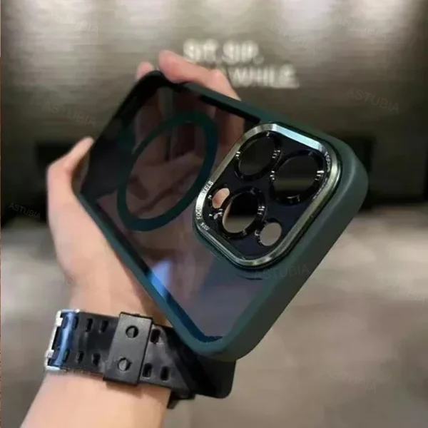 Luxury Magnetic Metal Lens Bumper Protection Case For iPhone 16 15 14 13 12 11 Pro Max 16 Plus Wireless Charge Hard Clear Cover - Image 8