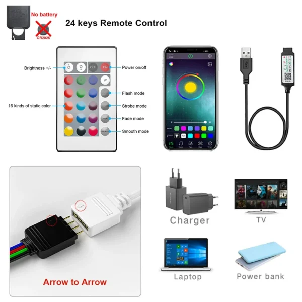 Bluetooth LED Strip Lights Smart SMD 5050 APP Remote Control Flexible Ribbon Diode Lamp Tape TV Backlights Game Room Home Decor - Image 21