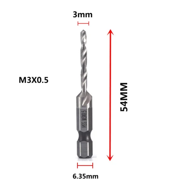 Hex Shank Titanium Plated HSS Screw Thread Metric Tap Drill Bits Screw Machine Compound Tap M3 M4 M5 M6 M8 M10 Hand Tools - Image 19