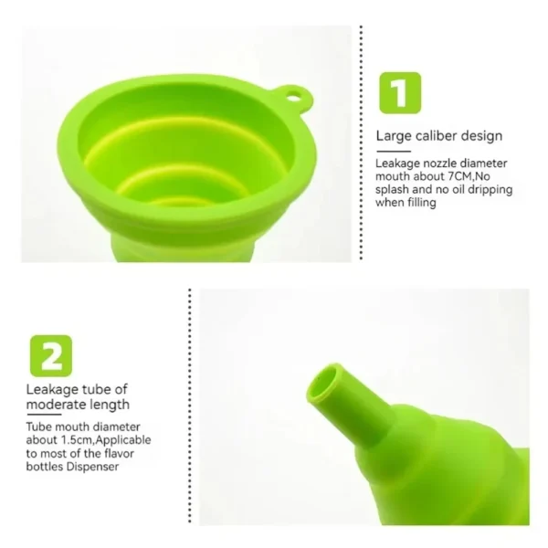 Car Engine Funnel Universal Silicone Liquid Funnel Washer Fluid Change Foldable Portable Auto Engine Oil Petrol Change Funnels - Image 2