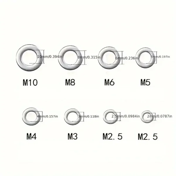 360/580pcs 304 Stainless Steel Flat Washers Set, Perfect For Home Decor, Factory Repair, Kitchens, Shops & More - Image 5
