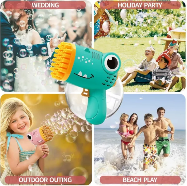40 Hole Dinosaur Bubble Gun Handheld Bubble Machine, Electric Bubble Gun Outdoor Party Games Novel Toy(without Bubble Water) - Image 6