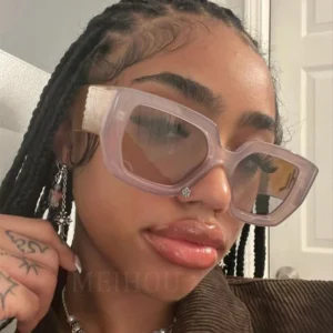 Fashion Colorful Square Sunglasses Women New Brand Luxury Wide Legs Clear Sun Shades Glasses Female Vintage Eyewear Oversized