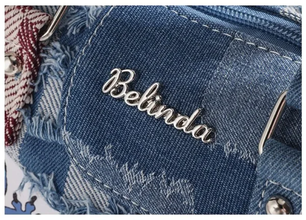 Stitch Cartoon Denim Shoulder Bags Contrast Color Fashion Handbags Women Tote Casual Satchel Backpacks Birthday Gifts For Girls - Image 11