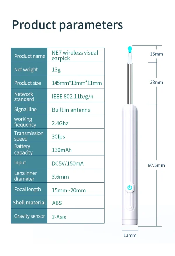 Smart Visual Ear Cleaner with Camera 1296P Ear Sticks USB C Charging Ear Wax Removal Tool WIFI Connection 6 LED Lights Earpick - Image 22