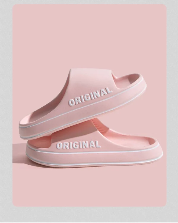 Feslishoet Women Letter Slippers Beach Slides Solid Color Mens Thick Sole Indoor Bathroom Anti Slip Shoes Summer Couple Sandals - Image 21