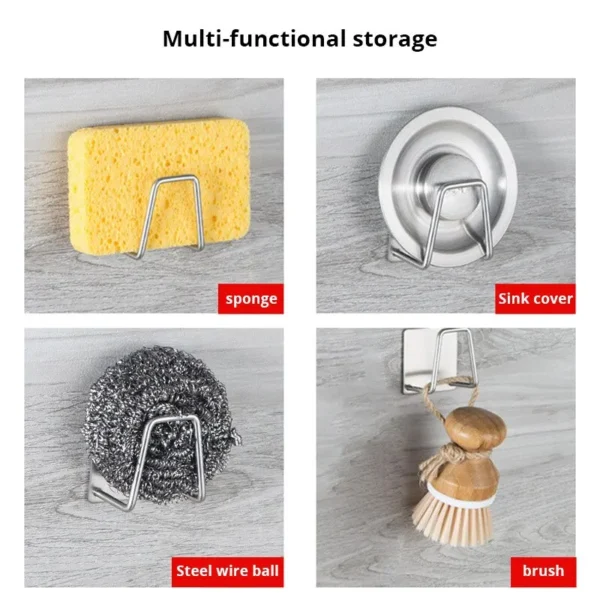 1pc Stainless Steel Sink Sponge Rack For Sponge Steel Wire Ball Draining Paste The Inner Wall Of The Sink Kitchen Supplies - Image 2
