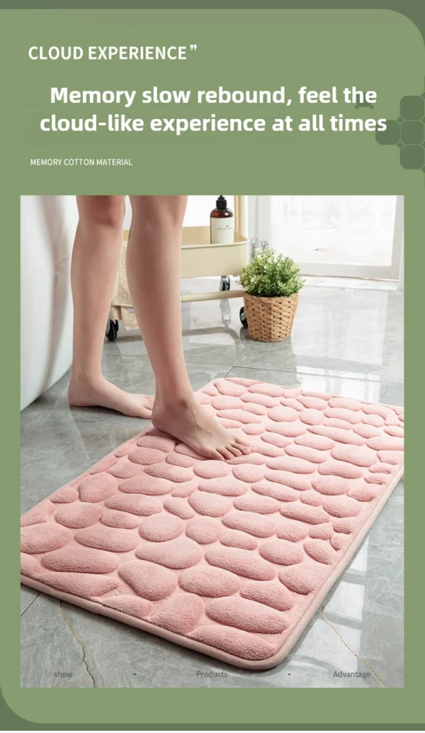1pc Memory Foam Embossed Velvet Carpet Bathroom Living Room Non-Slip Mat Cobblestone Floor Mat Home Furnishings - Image 10