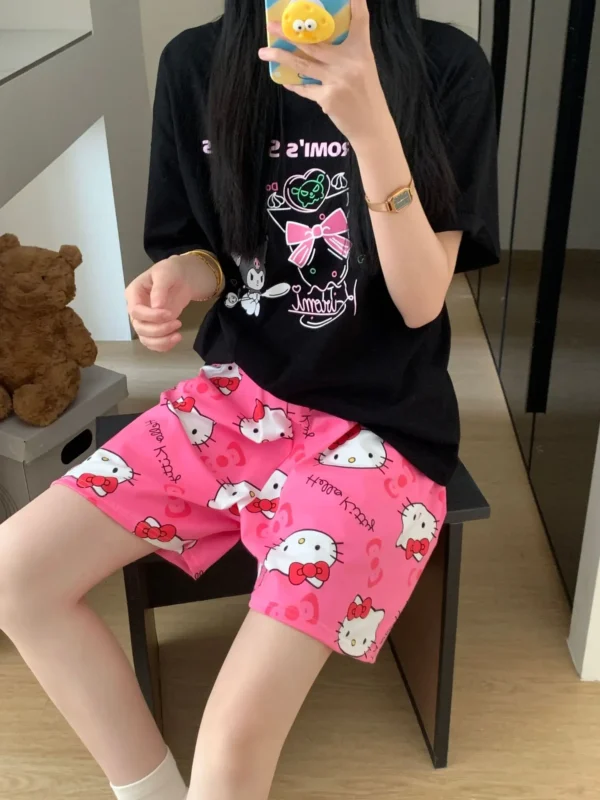 New KT Pajama Pants Woman Kawaii Home Shorts Summer Anime Loose Elastic Waist Girls Sleeping Homewear Soft Fashion Pant Gifts - Image 33