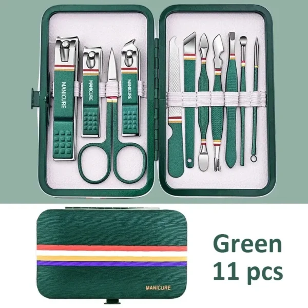 Ouriner 6-18Pcs Portable Manicure Sets Pedicure Kits Bright Black Nail Clipper Set Personal Care Tools Eyebrow Scissors - Image 20