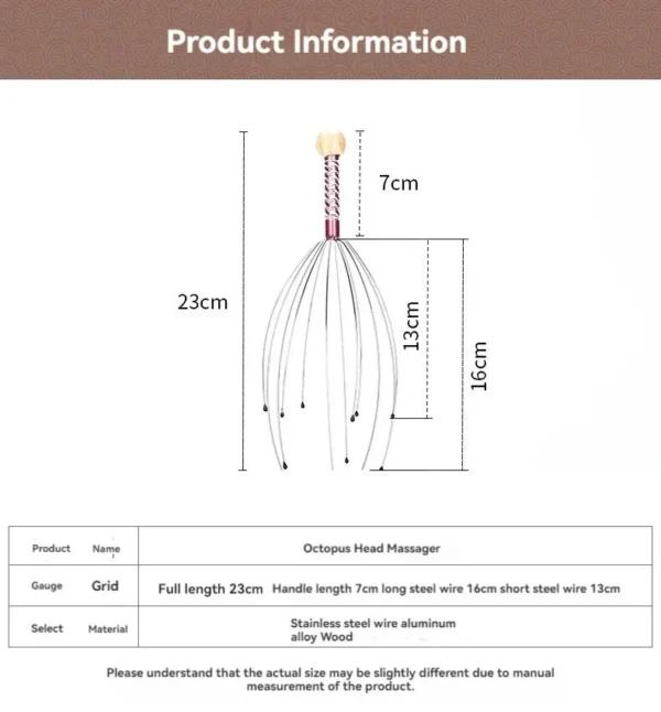 Octopus Head Massager Stainless Steel Engraved Head Relaxer Brain Massage Claw Scalp Scratcher Itch Reliever - Image 10