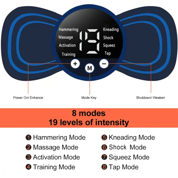 Neck Massager Mini Electric Neck Massage EMS Cervical Back Vertebra Massage Patch 8 Modes Relieve Relax Muscle Fatigue Tools - Image 15
