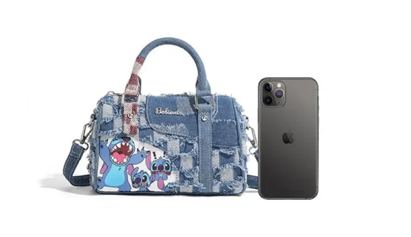 Stitch Cartoon Denim Shoulder Bags Contrast Color Fashion Handbags Women Tote Casual Satchel Backpacks Birthday Gifts For Girls - Image 9