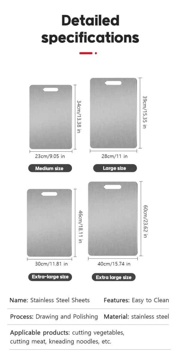 316 Stainless Steel Panel and Chopping Board Kitchen Household Thickened Double Sided Cutting Board Block Kneading Dough Board - Image 20