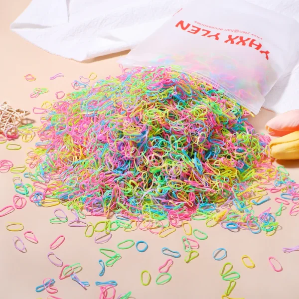 500/1000/2000pcs Girls Colourful Disposable Rubber Band Hair Ties Headband Children Ponytail Holder Bands Kids Hair Accessories - Image 7