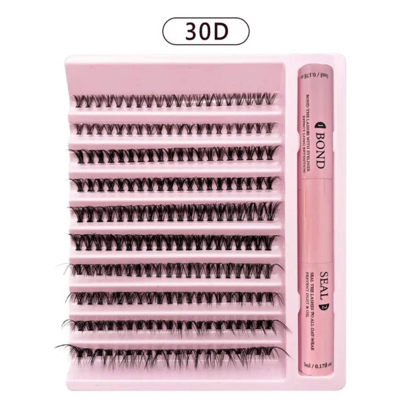 Lashes Clusters Set Extensions Kit Fake eyelashes Mix Lash Clusters with Lash Bond Seal and Lash Applicator Tool Makeup - Image 16