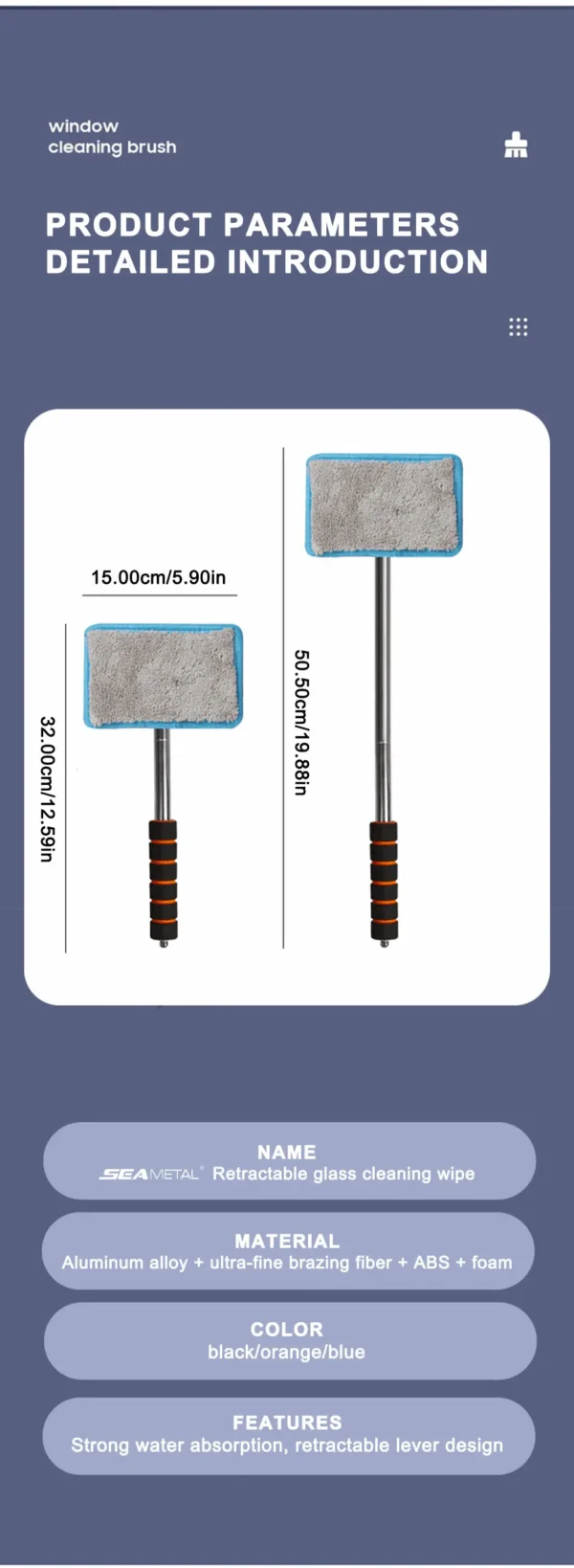 SEAMETAL Car Front Windshield Defogging Brush Telescopic Long handle Car Household Glass Clean Brushes Dust Remover Tool - Image 19