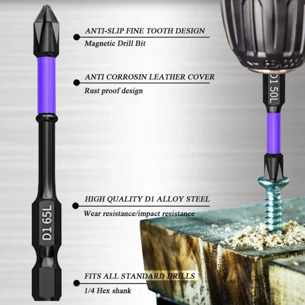 6/12 Pcs Magnetic Screwdriver Bits Non-slip Shockproof Phillips Impact Bits Hex Shank Alloy Steel Bits Suitable for Power Tools - Image 4