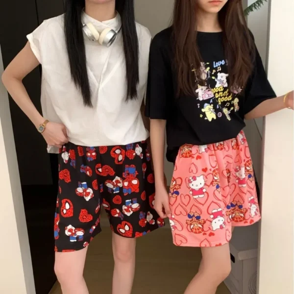 New KT Pajama Pants Woman Kawaii Home Shorts Summer Anime Loose Elastic Waist Girls Sleeping Homewear Soft Fashion Pant Gifts - Image 3