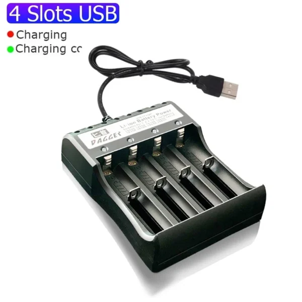 18650 Battery Charger 1/2/4 Slots Dual 18650 Charging 3.7V  Rechargeable Lithium Battery USB Charger For 16340 14500 18650 - Image 7