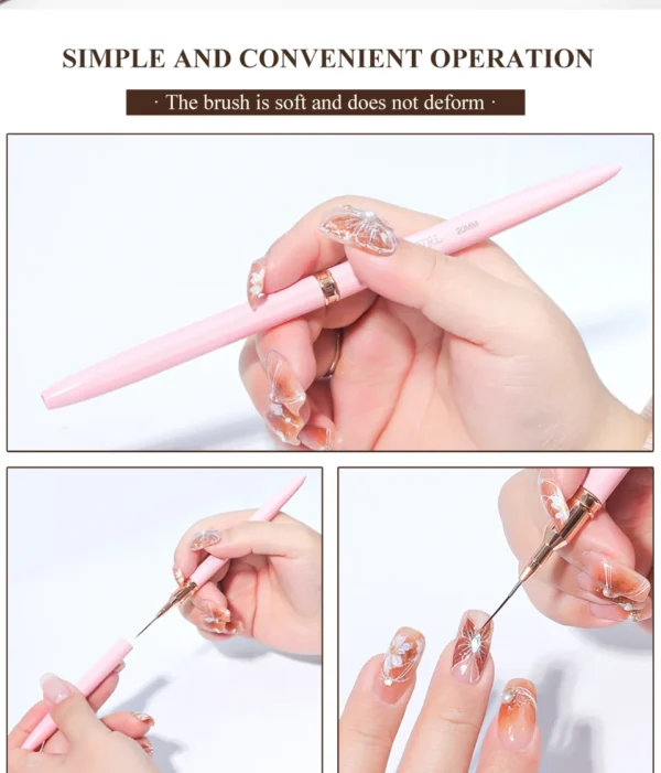 LIMEGIRL 5Pcs Professional Nail Art Liner Brush Line Stripes DIY Drawing Pen Handle Nails UV Gel Brushes Painting Manicure Tools - Image 12