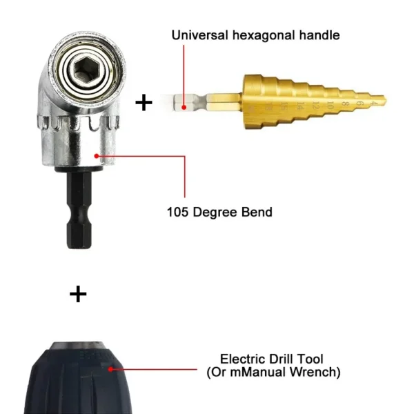 105 Degree Turning Screwdriver Joint Electric Drill Corner Attachment Extension Socket Screwdriver Head Tool - Image 10