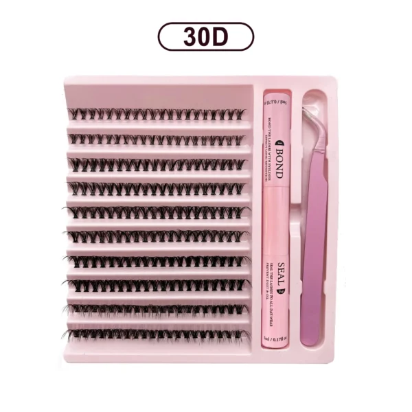 Lashes Clusters Set Extensions Kit Fake eyelashes Mix Lash Clusters with Lash Bond Seal and Lash Applicator Tool Makeup - Image 8