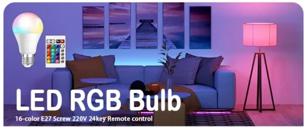 16 Colors RGB Bulb LED Multicolor Bulb E27 220V Household Lighting Dimmable 24 Key Remote Control Smart Lamp Atmosphere Light - Image 7