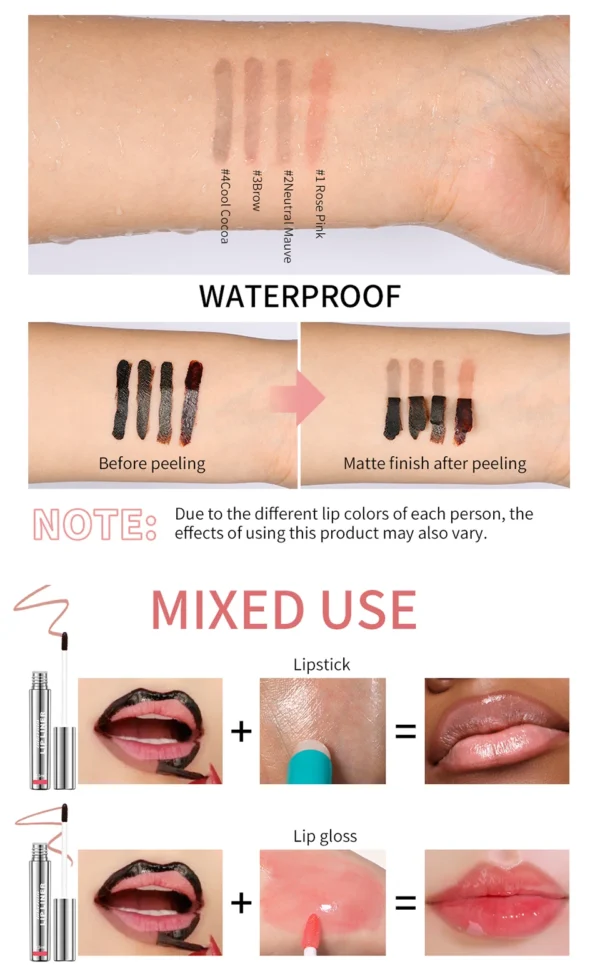Waterproof Lip Liner Peel Off Tattoo Lipgloss Waterproof Long Lasting Matte Lip Tint Brown Contour Tear-off Lips Stain Cosmetic - Image 16