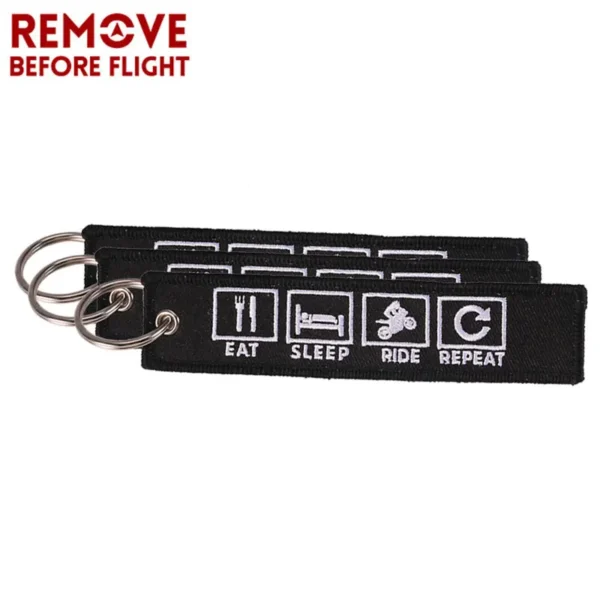 3Pcs Remove Before Flight Keychain Funny Eat Sleep Rid Repeat Car Trinket Pendant Key Chain Birthday Jewelry Party Gift - Image 2