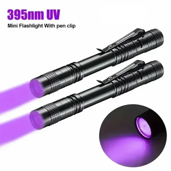 395nm UV Flashlight Ultraviolet Torch With Pen Clip Portable Violet Light Pet Urine Scorpion Detector UV Lamp Use AAA Batteries - Image 11