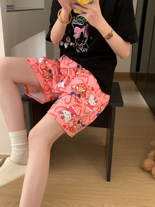 New KT Pajama Pants Woman Kawaii Home Shorts Summer Anime Loose Elastic Waist Girls Sleeping Homewear Soft Fashion Pant Gifts - Image 24