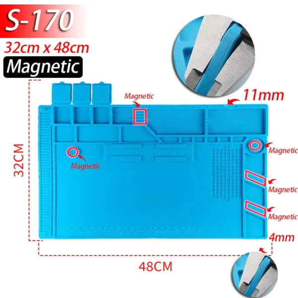 Soldering Station Mat Silicone Work Mat Heat Resistant 932°F Anti-Static Magnetic Mat for Electronic Phone Laptop Watch Repair - Image 13