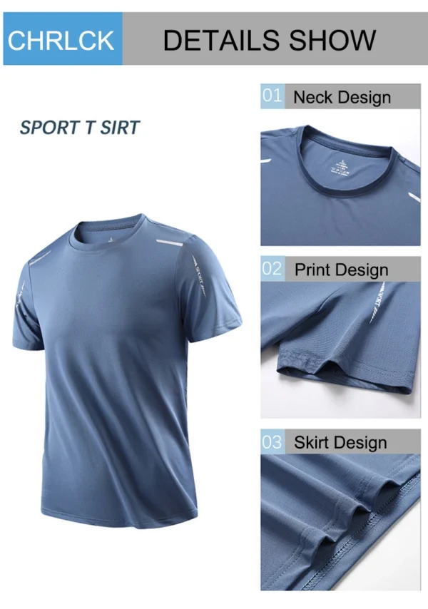 CHRLCK Men's Running Quick Drying T-shirts Breathable Hiking Fishing Tees Soft Elasticity Outdoor Sports Short Shirt Summer - Image 15