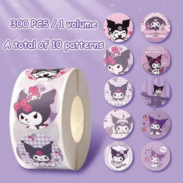 300Pcs/roll Sanrio Sticker Cartoon Kids Student Handbooks Kuromi Melody Reward Stickers Gift Girl Boy Decoration Decals Toys - Image 19