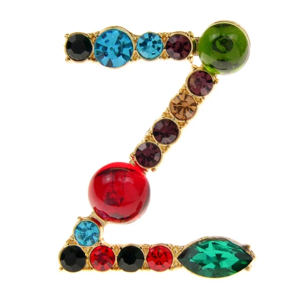 CINDY XIANG 26 Letters Rhinestone Alphabet Brooch Letter Pin Colorful Design Fashion Jewelry ABC Pin High Qulaity Winter Gift - Image 28