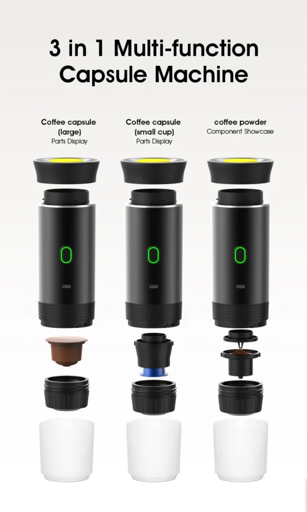 Wireless Electric Portable Espresso Coffee Machine for Car & Home Camping Coffee Maker 3-in-1 Capsule Powder Travel Coffee Maker - Image 26